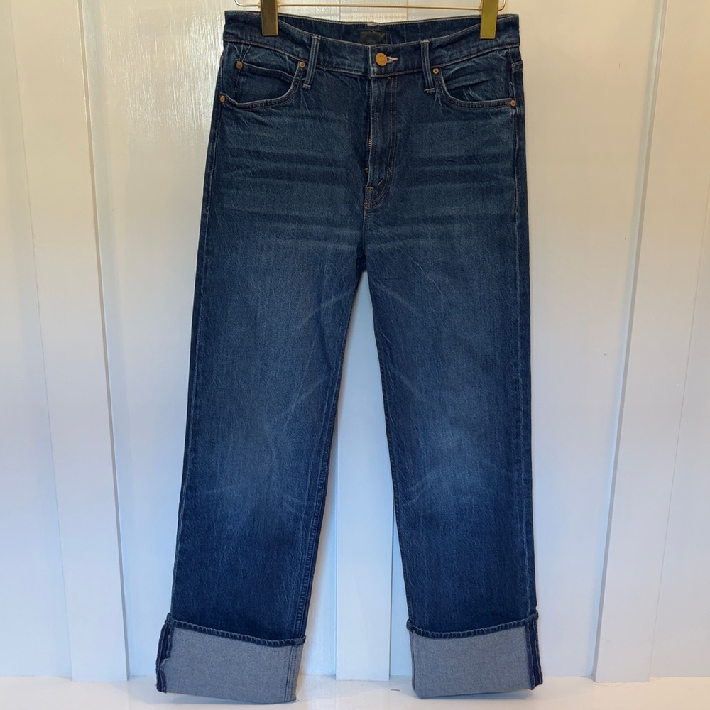 MOTHER Checkerboard Duster Flood Cuff Jeans, Size 28